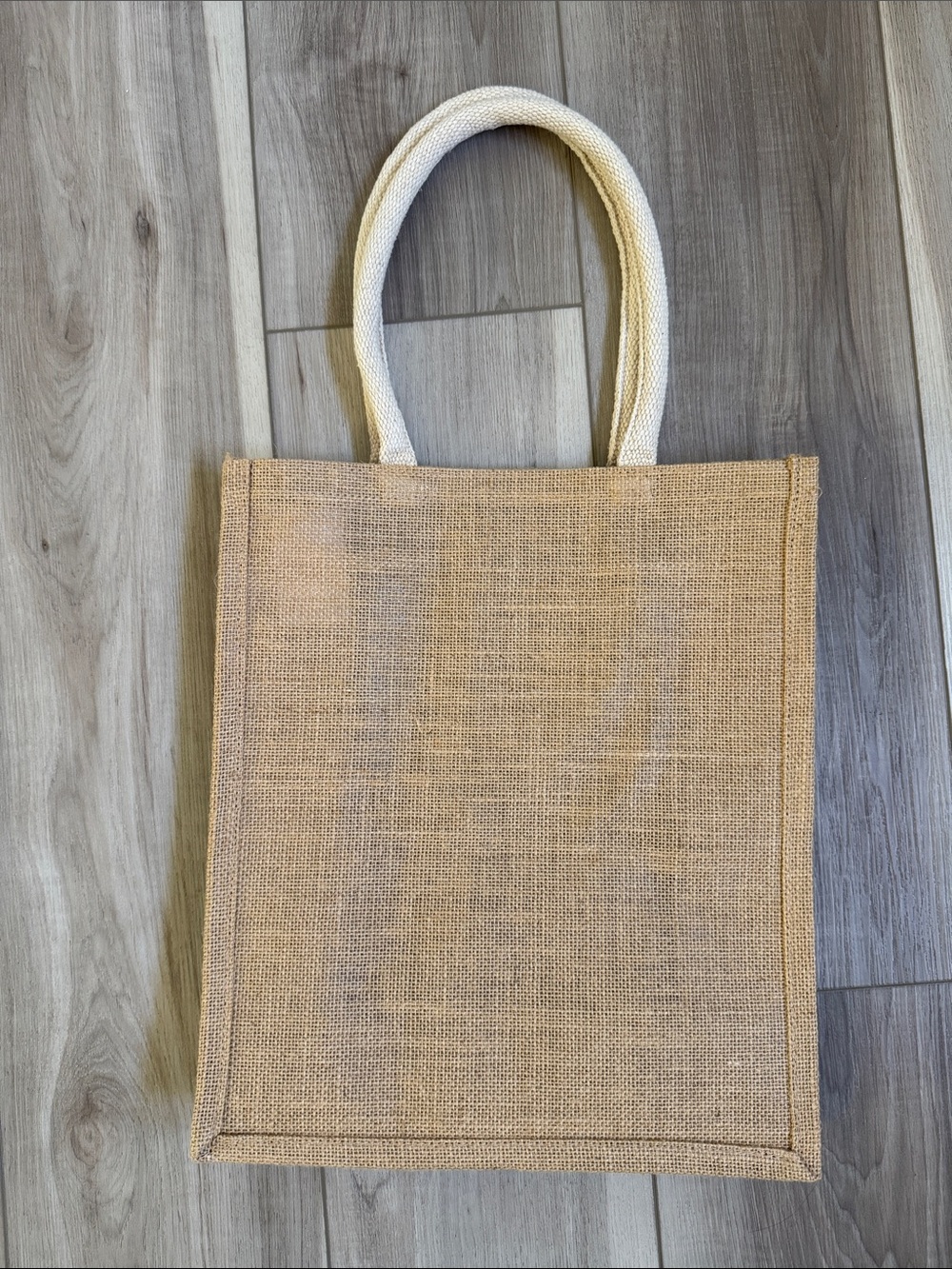 Muji Natural Jute Tote with Cream Handles